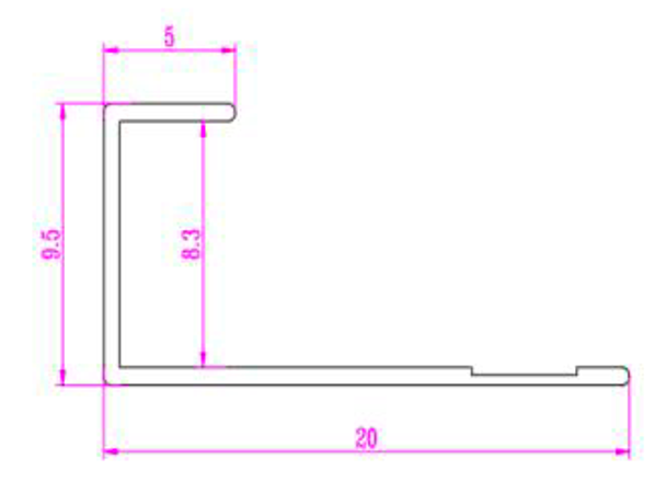 U PROFILE 3m length 8mm thickness - BLK